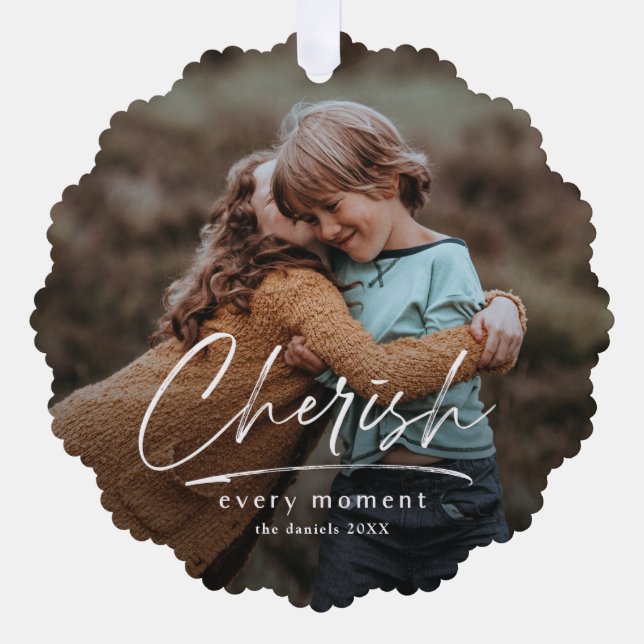 Tarjeta Sencilla de Navidad con Foto Cherish 2 (Anverso)