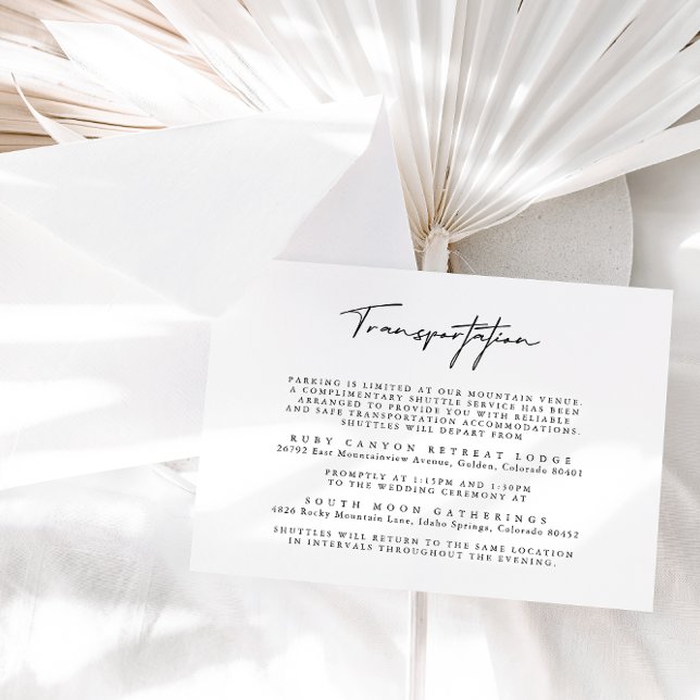 Tarjeta sencilla de transporte de boda en blanco y (Subido por el creador)