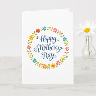 Tarjeta Sencilla Feliz Día de la Madre Caligrafía Floral