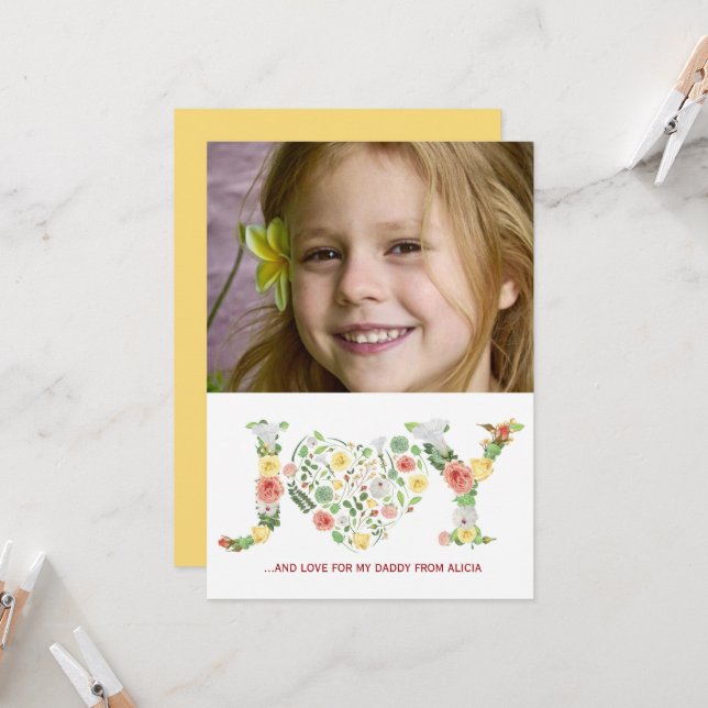 Tarjeta Sencilla foto del guión de la alegría del Día del  (Anverso/Reverso In Situ)