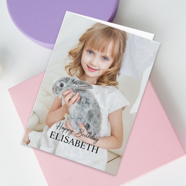 Tarjeta Sencilla foto moderna Festín de cumpleaños (Transform a birthday greeting card into a cherished keepsake featuring a photo of your loved one!)
