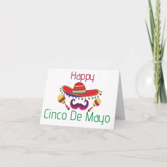 Tarjeta Sencilla maracas y gorras cinco de mayo saludo (Anverso)