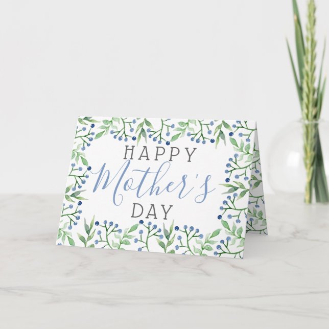 Tarjeta Sencillas arándanos de primavera feliz Día de la M (Anverso)