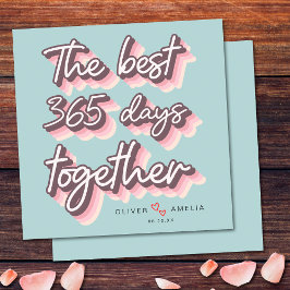 Tarjeta Sencillo Aniversario de Bodas Retro Rosa Pastel 1e