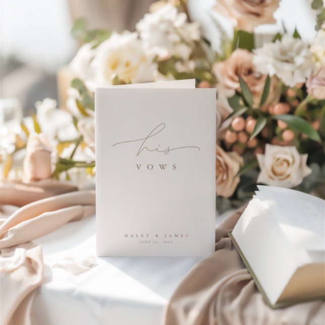 Tarjeta Sencillo Boda de fotografía blanco elegante sus vo (Simple Elegant White Photo Wedding His Vows Card)