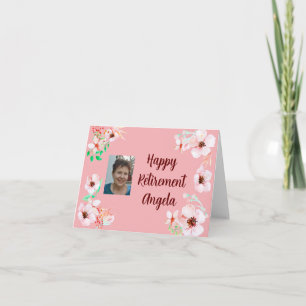 Tarjeta Sencillo diseño floral rosa sonrojado para feliz j