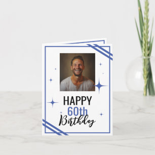 Tarjeta Sencillo Esposo Blanco y Azul 60º cumpleaños
