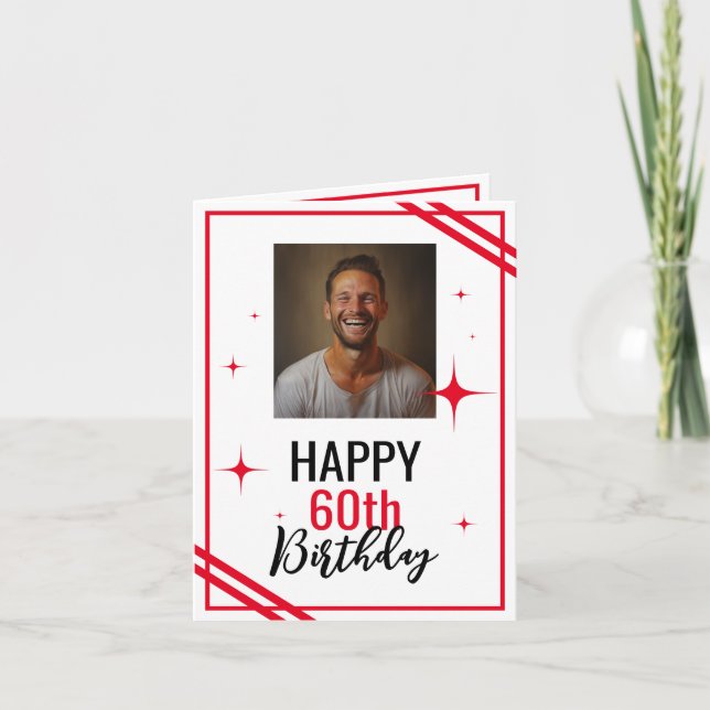 Tarjeta Sencillo Esposo Blanco y Rojo 60 cumpleaños (Anverso)