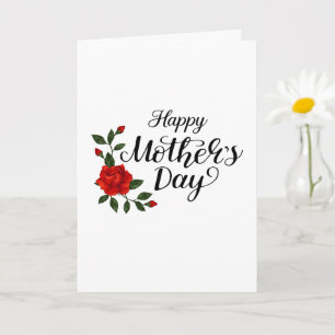 Tarjeta Sencillo Feliz Día de la Madre Floral Caligrafía