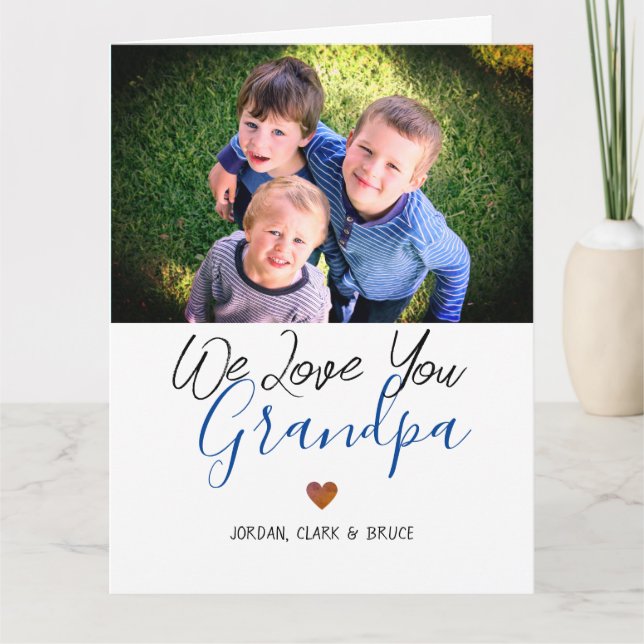 Tarjeta Sencillo Feliz día del padre, abuelo dos fotos   (Anverso)