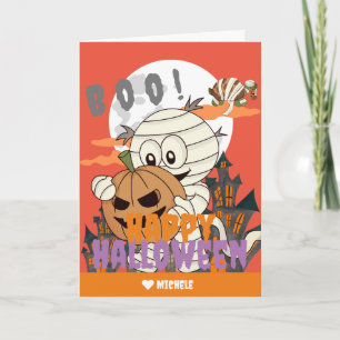 Tarjeta Sencillo Feliz Halloween Mi familia y amigos