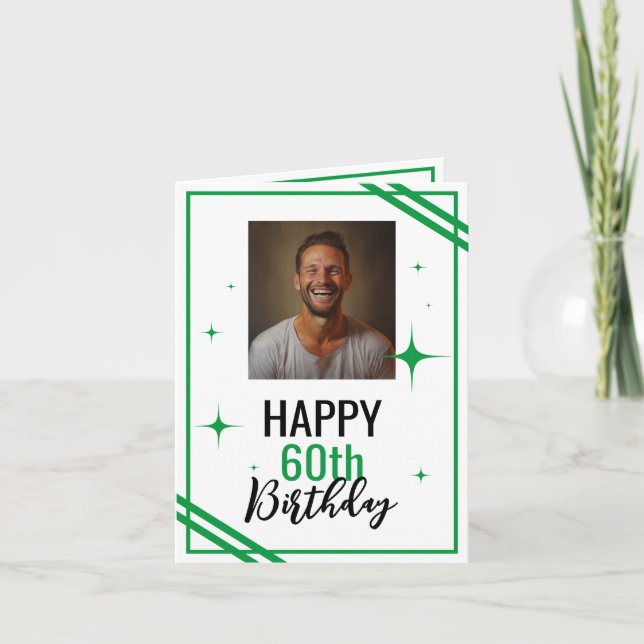 Tarjeta Sencillo marido blanco y verde 60 cumpleaños (Anverso)