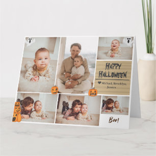 Tarjeta Sencillo Moderno Feliz Halloween foto collage fami