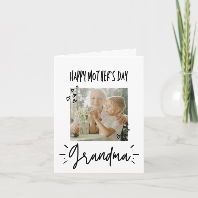 Tarjeta Sencillo para abuela | Foto personalizada día de l (Anverso)