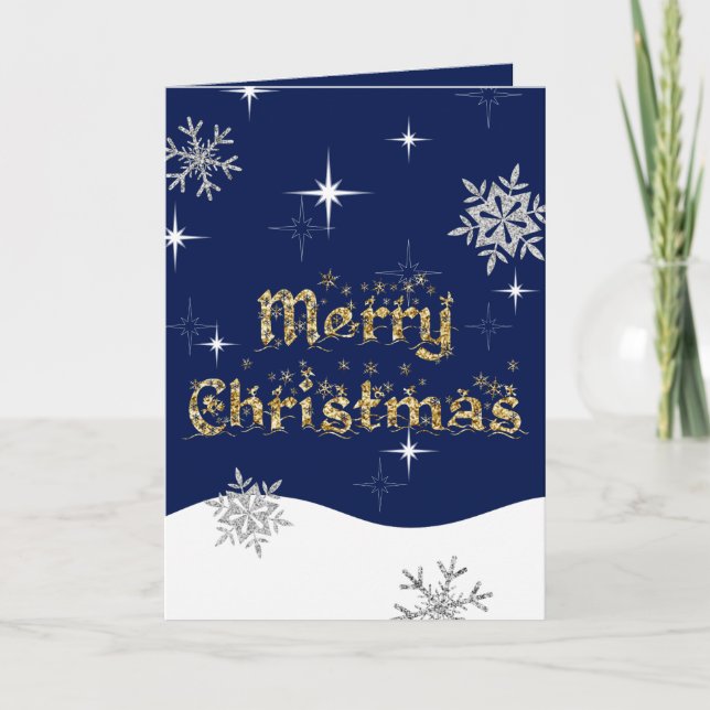 Tarjeta Sencillo Purpurina elegante de Navidades espumosos (Anverso)