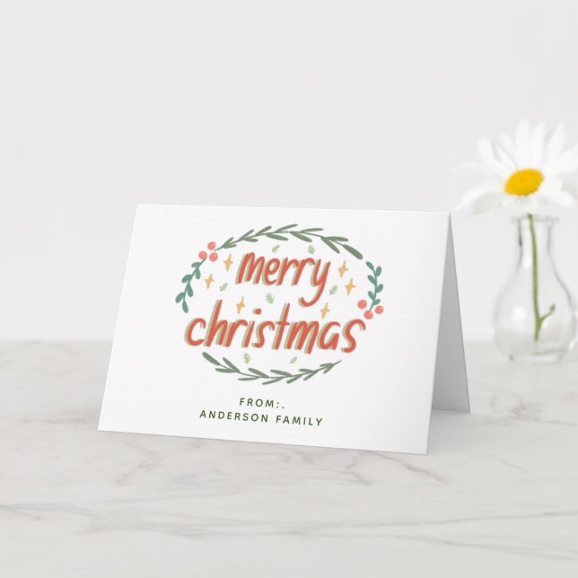 Tarjeta Sencillo saludo de Navidad de Feliz (Planta pequeña)