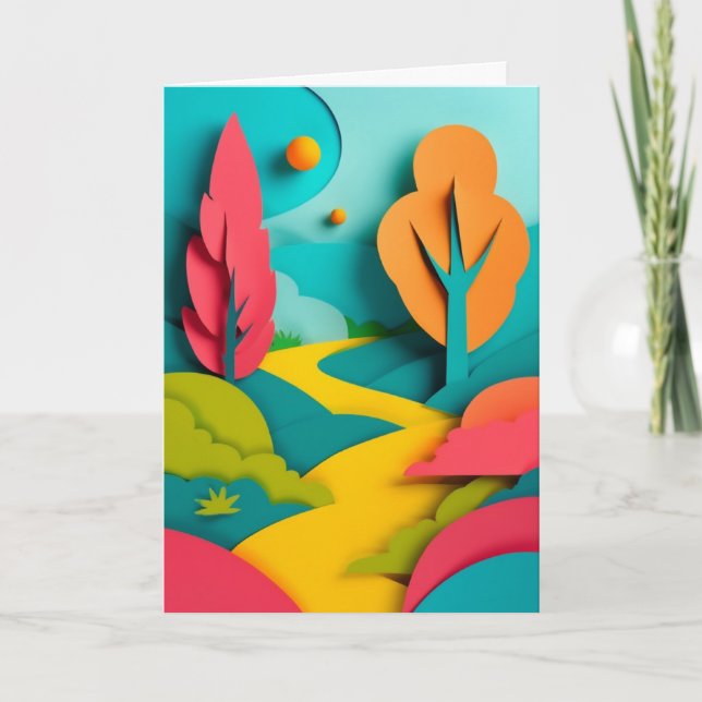 Tarjeta Sendero de Papel Juguetón de Verano (Anverso)