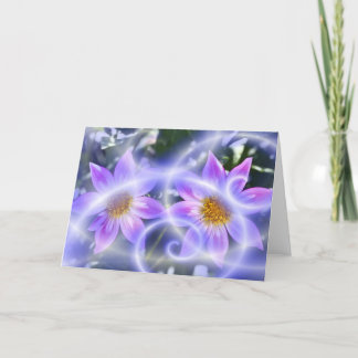 Tarjeta Senderos de Hadas Purpúreas Dahlia en Lienzo y Múl