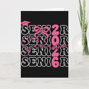 Tarjeta Senior 2026 Cl de 2026 Lazo Rosa Coquette Graduaci