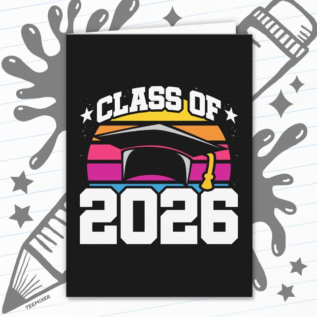 Tarjeta Senior 2026 Class of 2026 Graduation Retro Sunset (Subido por el creador)