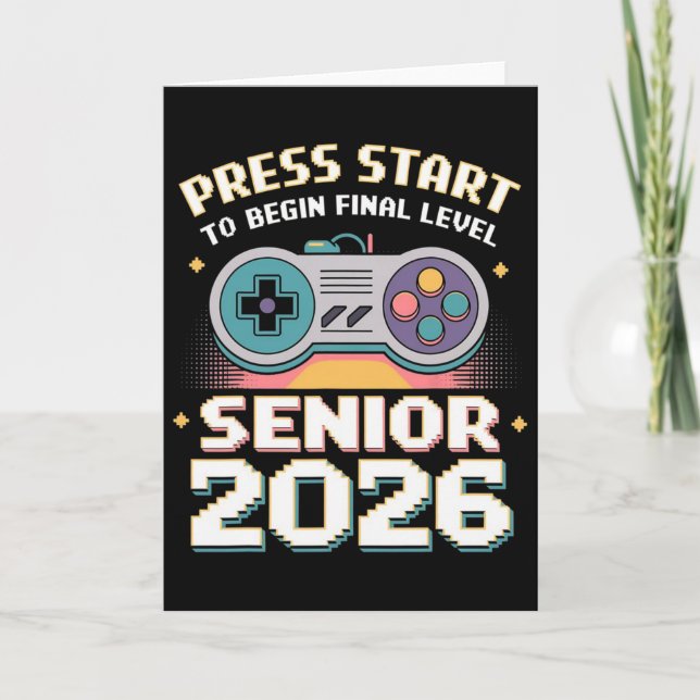 Tarjeta Senior 2026 Gamer Mode On Press Start Final Level  (Anverso)