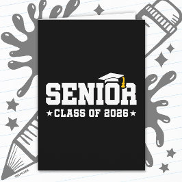 Tarjeta Senior Class of 2026 Bold Graduation Typography