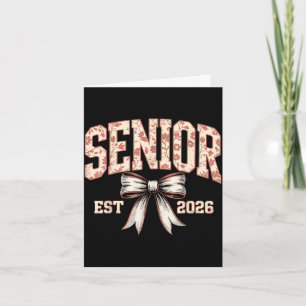 Tarjeta Senior de 2026 coqueta lazo floral graduación