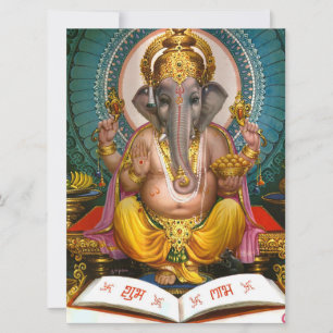 Tarjeta Señor Ganesha Indio Hindú Yoga Espiritual