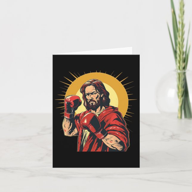 Tarjeta Señor Jesús Y Dios En El Círculo Del Anillo De Box (Anverso)