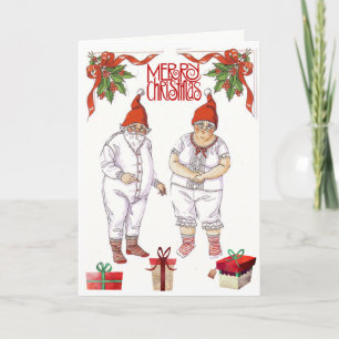Tarjeta Señor y Señora Claus 🤶 Muñecas de papel con ropa