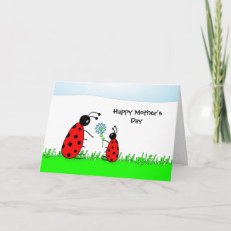Tarjeta Señora Bugs y flor, Mother'sDay feliz