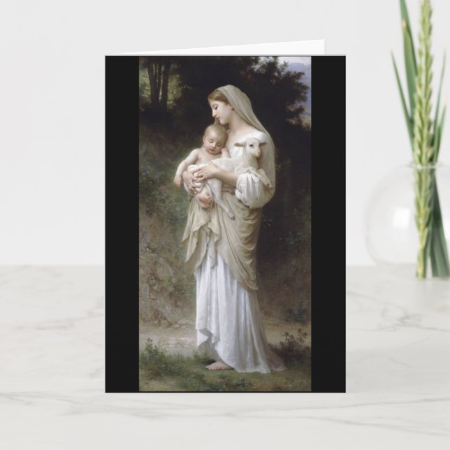 Tarjeta Señora Child Lamb de la inocencia de Bouguereau (Anverso)