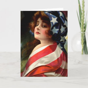 Tarjeta Señora de la Bandera 4 de Julio Arte Patriótico Vi