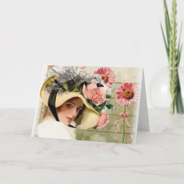 Tarjeta Señora de la Flor Vintage.