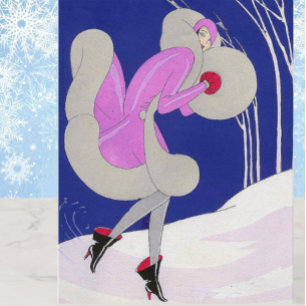 Tarjeta Señora elegante en invierno 