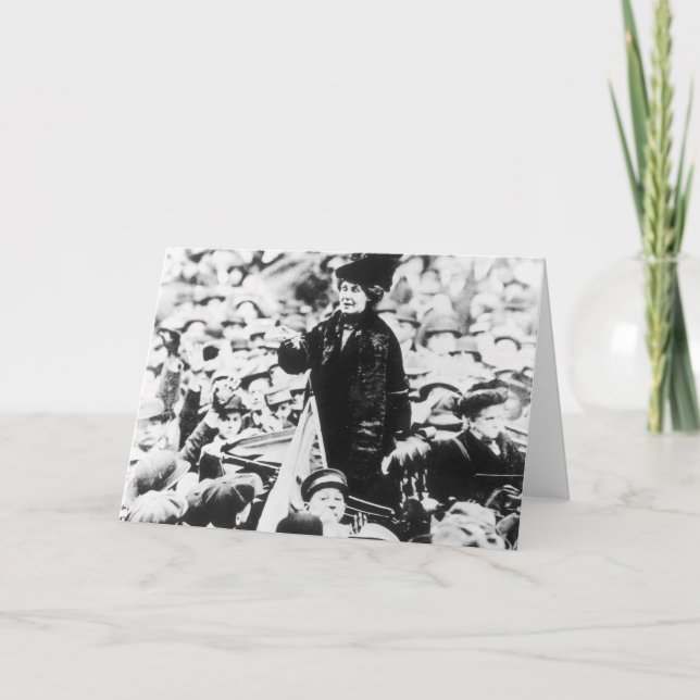 Tarjeta Señora Emmeline Pankhurst Addressing una (Anverso)
