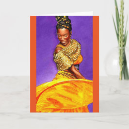 Tarjeta Señora en vestido amarillo