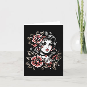 Tarjeta Señora gitana _ Amantes del tatuaje _ Estilo Boho 