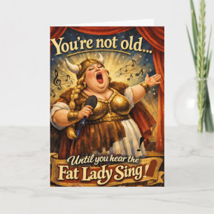 Tarjeta señora gorda divertida canta deseo de cumpleaños