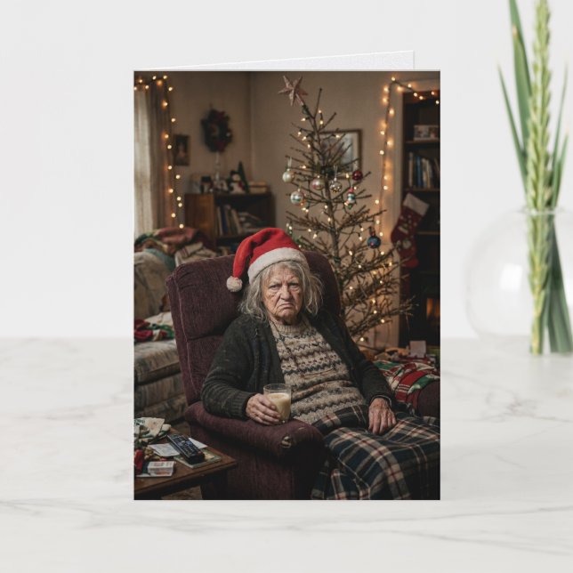 Tarjeta Señora Gruñona Navideña Sarcástica (Anverso)