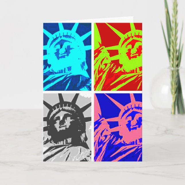 Tarjeta Señora Liberty New York City del arte pop (Anverso)