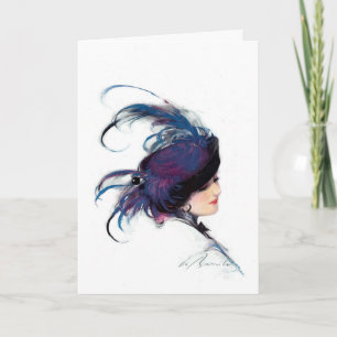 Tarjeta Señora pájaro azul