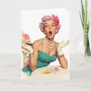 Tarjeta Señora Retro Glamurosa Sorprendida