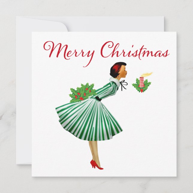 Tarjeta Señora vintage de Navidad de 1950   (Anverso)