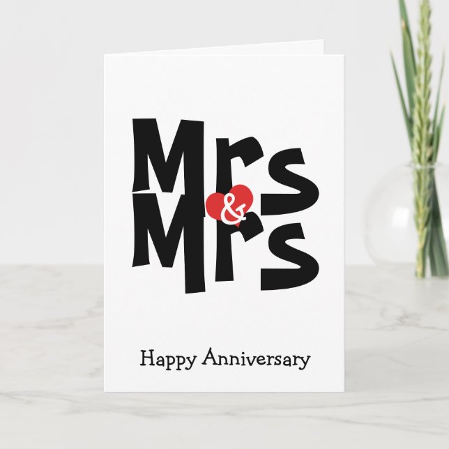 Tarjeta Señora y señora Lesbian Wedding Bold Anniversary (Anverso)