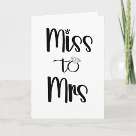 Tarjeta Señorita a la Sra. Boda Felicitativa Compromiso