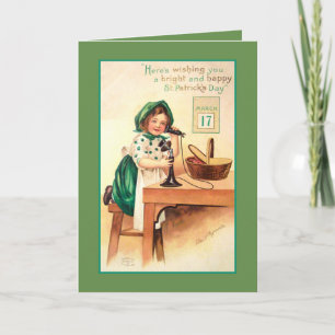 Tarjeta Señorita Vintage Al Teléfono