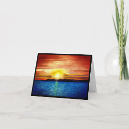 Tarjeta Sensación de la acuarela por el atardecer del lago