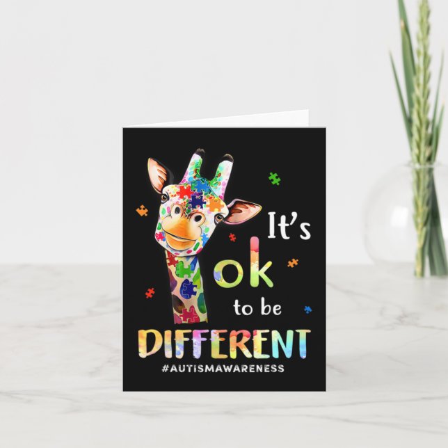 Tarjeta Sensibilización sobre autismo animal de jirafa abu (Anverso)