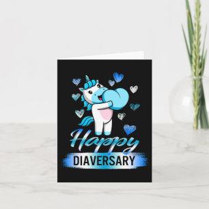 Tarjeta Sensibilización sobre la diabetes: unicornio feliz